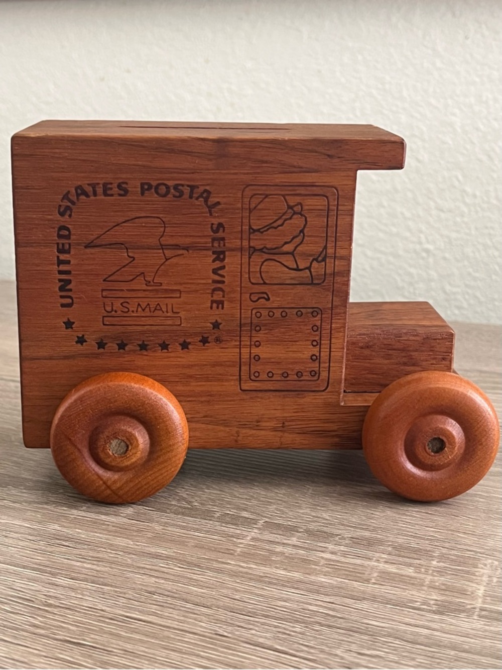 Toystalgia Vintage United States Postal Services Mail Musical Truck Bank Wood